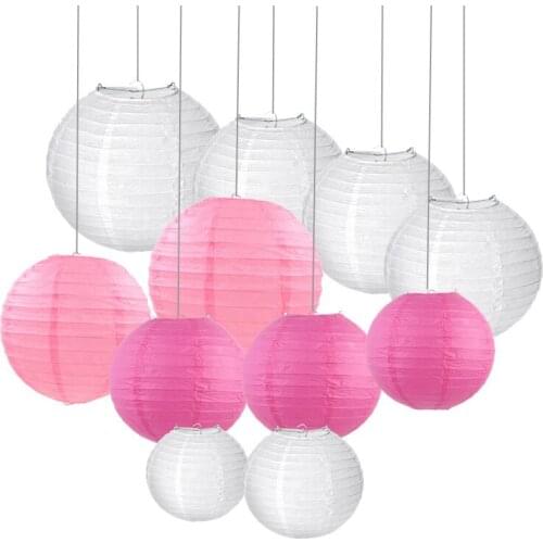30 Pcs/set Chinese Paper Lantern 6“ 8“ 10” 12” 14“ Blue Pink White lampion wedding boule chinoise lampionnen Hanging Decor