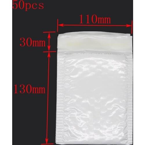 50pcs White Ultra-thin Bubble Bag Waterproof and Shockproof Pearl Film Envelope Mailing Office Stationery (11 * 13cm + 3cm)