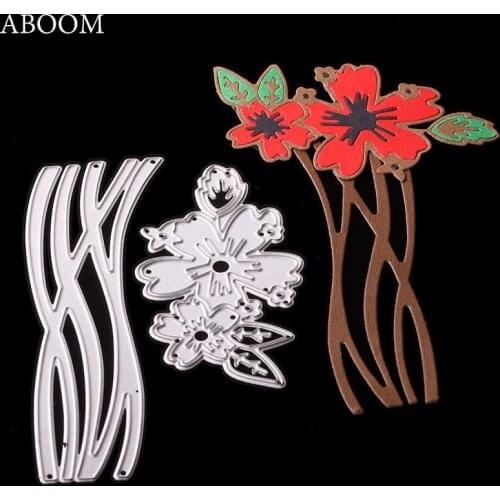 ABOOM 2PCS/Set Flower Plant Metal Cutting Dies Stencil DIY Scrapbooking Decoration Embossing Cards Making Templates Cutting Tool