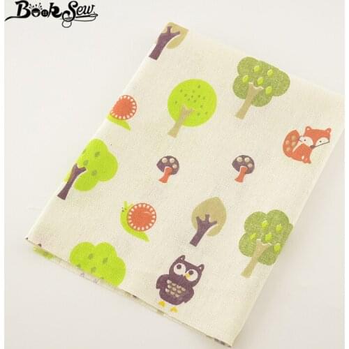 Booksew Textile Animals and Forest Design Cotton Linen Fabric Sewing Tissu For Tablecloth Pillow Bag Curtain Cushion Zakka CM