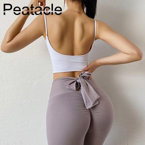 Peatacle Beautiful Back Sexy Sports Vest Female Outer Wear Running Gather Shockproof Yoga Sling Fitness Bra