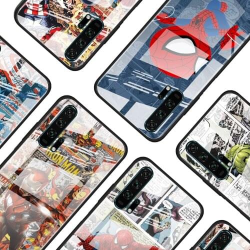 Spiderman captain america for Honor 30 20 10 9X Pro Plus Lite 8X Huawei Y8P Y6P Y5P Y9 Y7 Y6 2019 Tempered Glass Phone Case