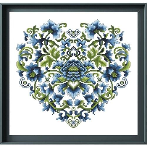 Elegant China blue cross embroidery kits flower pattern 18ct 14ct 11ct unprint canvas Cross-stitch DIY needlework