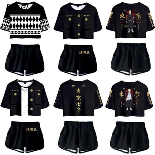 Anime Tokyo Revengers Hanagaki Takemichi Ken Ryuguji T-shirt Shorts Suits Girls Summer Hip-Hop Shirts Tees for Women Tracksuits