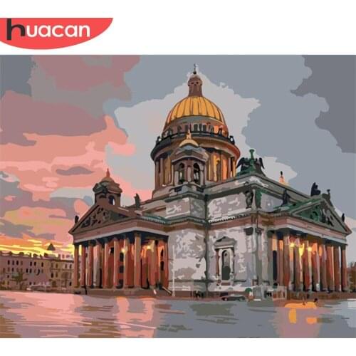 HUACAN Paint By Number Castle DIY Pictures By Numbers Scenery Kits Drawing On Canvas Hand Painted Painting Art Gift Home Decor