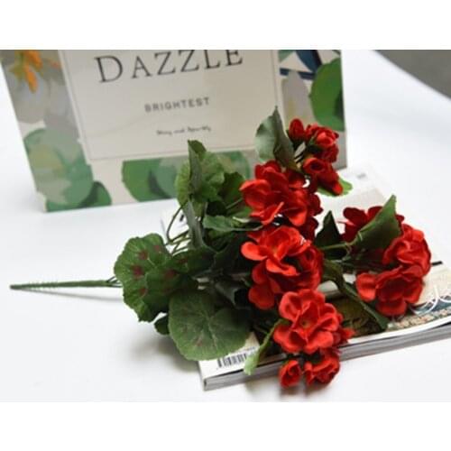 Artificial Silk Geranium Begonia Red Pink Flowers Plant Fake Simulation Flowers Plants For Home Room Decor