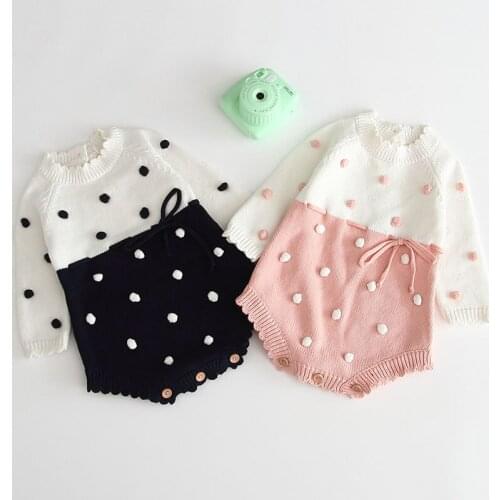 Knitted Baby Clothes Autumn Baby Romper Girl Jumpsuit Handmade Bubble Ball Long Sleeve Infant Baby Girl Romper Sweater Clothes