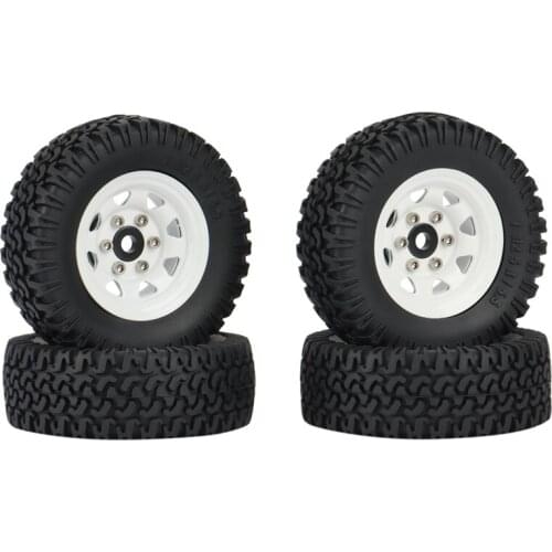 4PCS 1.55 Metal Beadlock Wheel Rim Tires Set For 1/10 RC Crawler Car Axial Jr 90069 D90 TF2 Tamiya CC01 LC70 MST