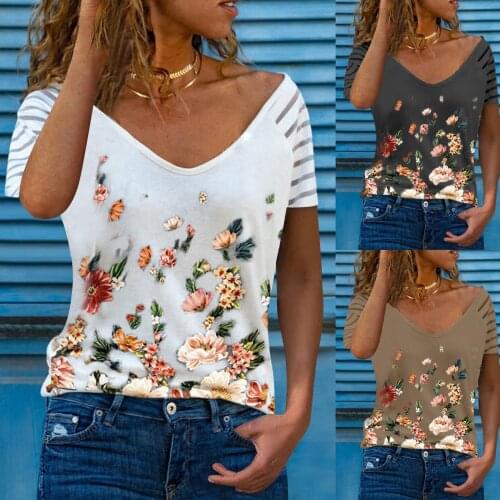 Summer Fashion Womens Casual Short-sleeved V-neck Loose T-shirt Tops Butterfly Print Korean Simple Oversized T-shirt S-5XL