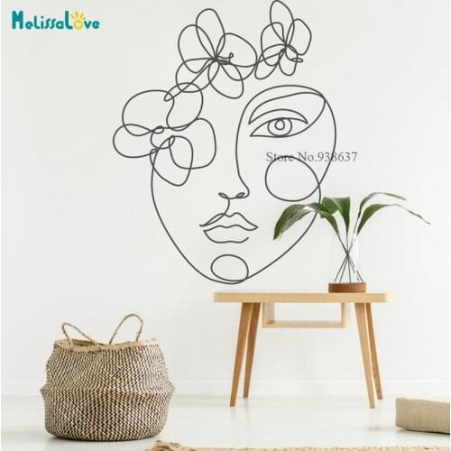 Picasso Line Drawing Wall Decal Head Wreath Windows Decor Living Room Home Decoration Removable Vinyl Wall Stickers BB651