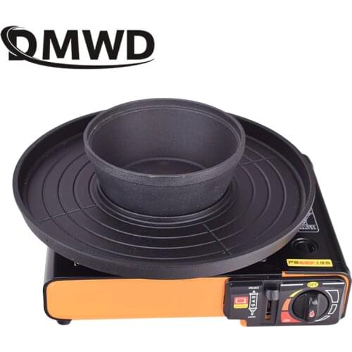 Multifunction Electric grill BBQ One pot shabu pot roast large baking pan versatile cast iron fondue pot to eat two use hot pot