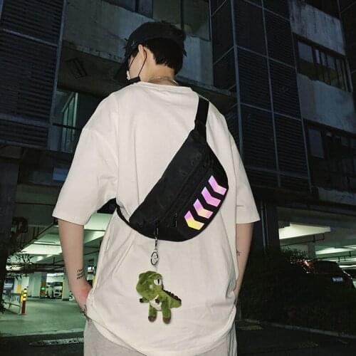 Street Fashion Fanny Pack Men Waist Bag Sports Reflective Strip Chest Bag Men Belt Pack Unisex Waist Packs Crossbody Bags