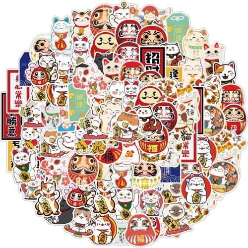 10/30/50pcs Cute Lucky Cat Stickers Japanese Cartoon Waterproof Skateboard Travel Phone Laptop Luggage Classic Toy Kids Sticker