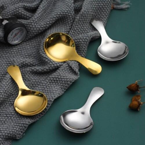 Stainless Steel Spoon Short Handle Tea Coffee Spoon Small Kids Spoon Kitchen Condiment Sugar Salt Spice Scoop Ice cream scoop
