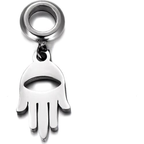 316L Stainless Steel Spacer Bail Bead Palm Charms 5mm Hole Polished Metal Charm Accessories for DIY Bracelet Jewelry Making