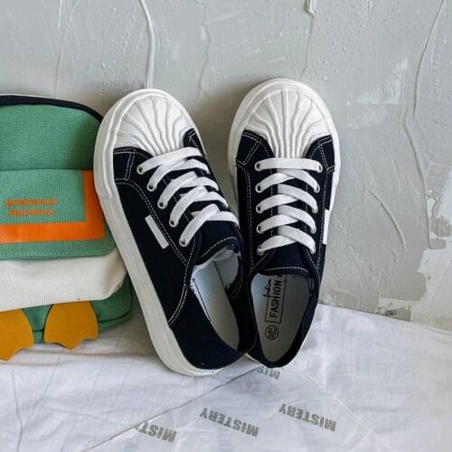 2021 summer new niche shell canvas shoes female Korean students white shoes Joker breathable skateboard shoes tide