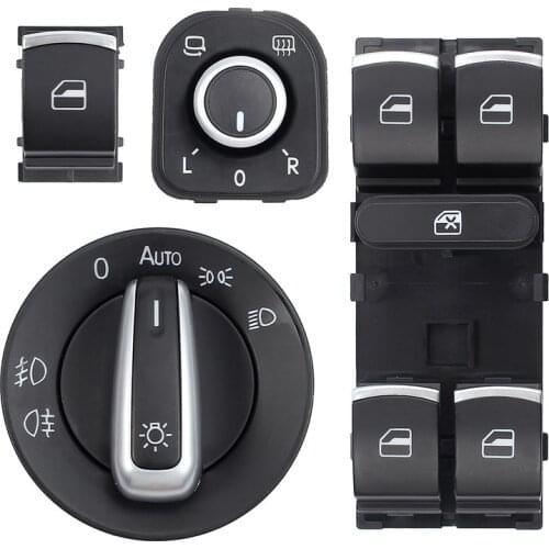 1 Set New Chrome Side Mirror Headlamp Headlight Window Switch Button For VW Passat B6 CC Golf MK6 Jetta 5ND959857 5ND941431B