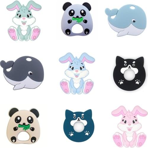 Food Grade Silicone Teether Baby Teether Animal Raccoon Teething Necklace Pendant Soft Silicone Beads BPA Free Baby Chewing Toys
