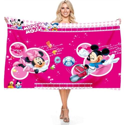 Rose Red Mickey Mouse Minnie Mouse Beach Towel Bath Towel Microfiber Rectangular Bathroom Cartoon Fashion Shower Towel 140x180cm