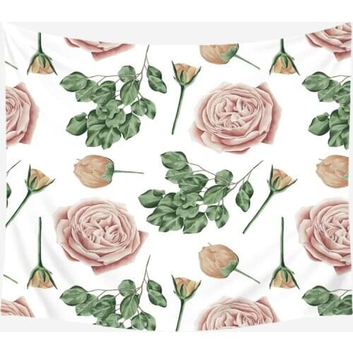 Blush Pink Flower and Leaves Tapestry for Livingroom Photography Wall Decor