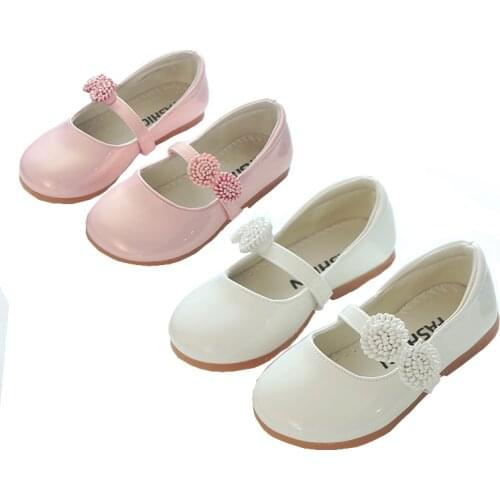 White Pink Flower Children Little Girls Kids Leather Party Wedding Princess Dress Shoes For Teens Girls School Dance Shoes New