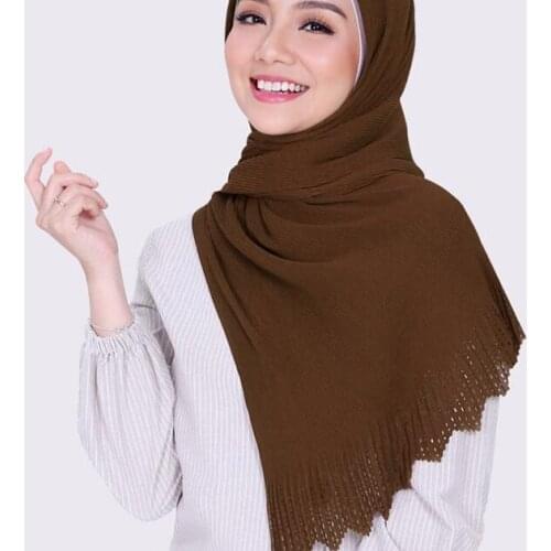 Trendy Shawl Chiffon Crush Laser Pleated Heavy Chiffon Hijab Scarf Shawls Muslim Turban Wraps Pleated Hijabs Scarves