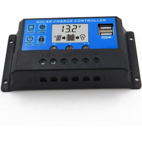 PWM Solar Charge Controller 10A 20A 30A 12V 24V Auto work with LCD Dual USB 5V Output Solar Cell Panel Charger Regulator