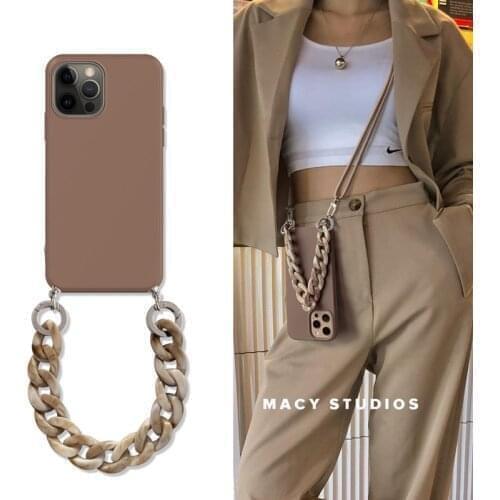 Crossbody Lanyard Necklace Marble Chain Silicone Case For iphone 12 Pro Max 12 MiNi 11 Pro Max XR X XS Max 7 8 Plus SE 2020