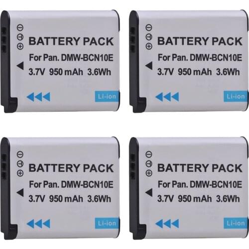 AsperX 4Pc 950mAh DMW-BCN10, BCN10, DMW-BCN10E Li-ion Battery for Panasonic Lumix DMC-LF1 Lumix LF1 LF1K LF1W Cameras