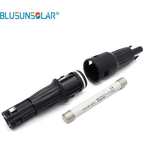 100pcs Lot DC1500V 10*85mm In-line Fuse Connector 15A mp 1500 V DC Wire to Female PV Solar Fuse Holder