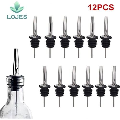 12pcs/lot Stainless Steel Liquor Spirit Pourer Flow Wine Bottle Pourer Spout Bar Accessories Barware Oil Bottle Wine Pourers