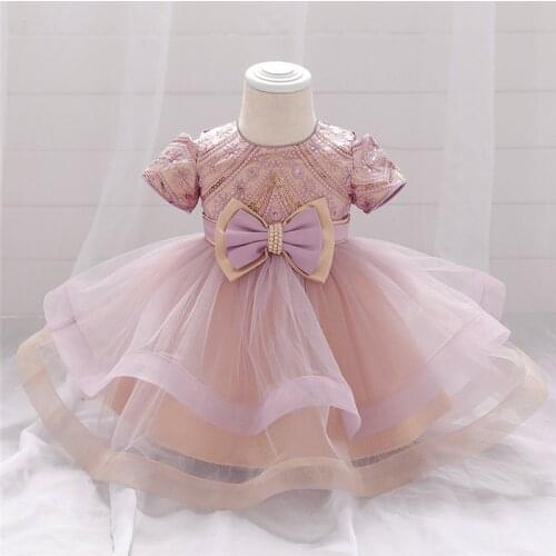2021 New Girls Dress Newborn Baby Summer Wedding Party Child Elegant Princess Clothes Kids Cute Dress For 0-2 Years Old Baby