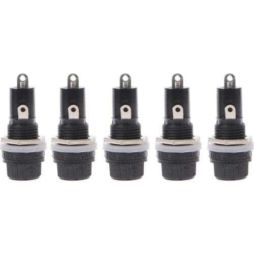 5 Pcs Panel Mount Chassis Fuse Holder for 5x20mm Glass Fuses 10A 250V-M18