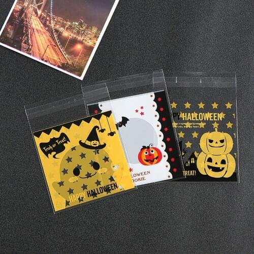500PCS Smile / Pumpkin HALLOWEEN Cookie Bags Cellophane Plastic Biscuit Bags Candy Packing Self - Adhesive Bags OPP Food Grade
