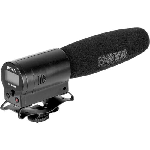 BOYA BY-DMR7 Integrated Flash Microphone Broadcast Shotgun with LCD for Canon Nikon Sony DSLR Cameras and Video Cameras
