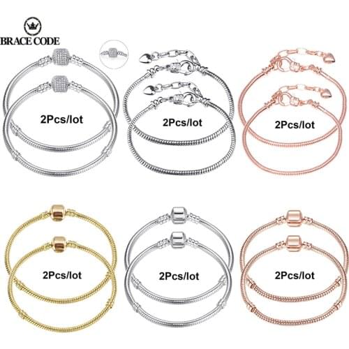 2Pcs/Lot 16cm-21cm Basic Chain,Snake Bone Silver Plated Chain,For Men Women Childrens Fashion Jewelry, Brand Bracelets Gifts