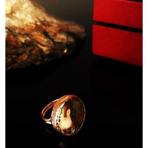Dr Stone Natural Stone Women 'S Agate Stone Rose Gold Plated Ring KRB328 372884322