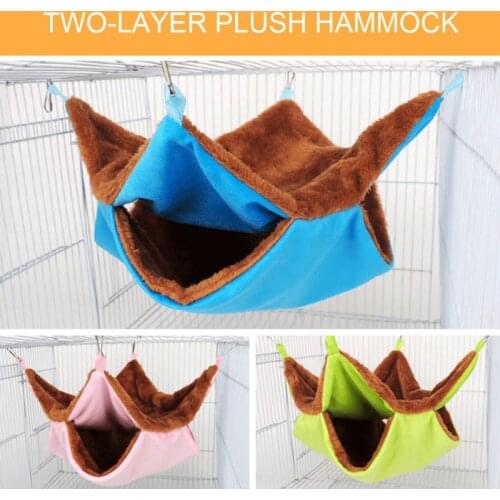Double Thick Plush Warm Bed Rat Hammock For Hamster House Hanging Nest Sleeping Bag Hanging Tree Beds Guinea Pig Hamster Cage
