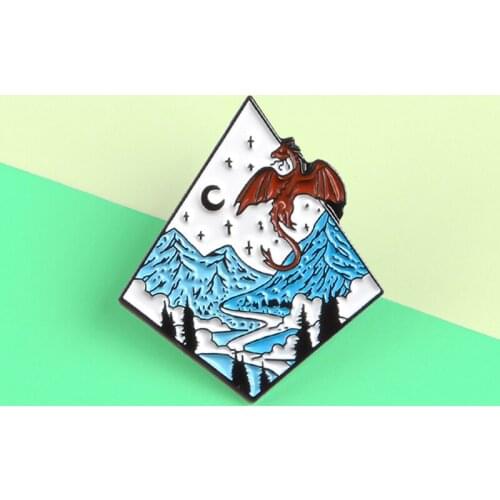 Moonlight Dragon Enamel Pin Custom Fantacy Brooches Bag Clothes Lapel Pin Badge Creative Animal Jewelry Gift for Kids