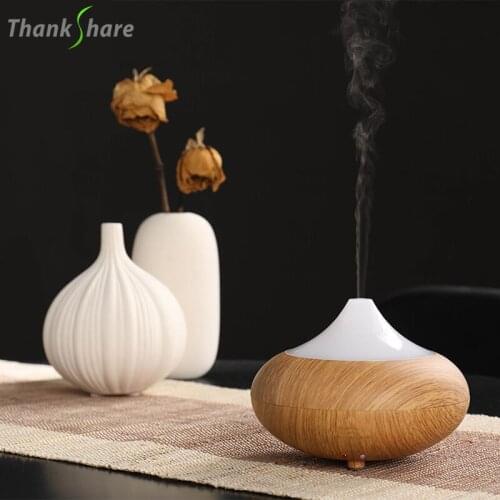 THANKSHARE Air Humidifier Grain Wood Diffuseur Essentiel Humificador Essential Oil Diffuser 7 Color LED Aroma Diffuser For Home