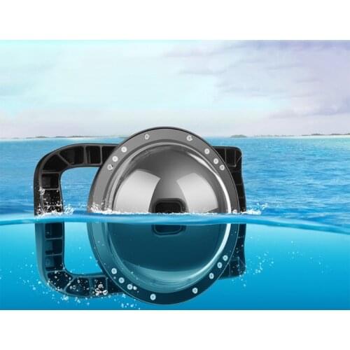H7JF Dual Handles Dome Port for Hero 9 , 45m/147ft Waterproof Underwater Dome Lens Builted-in Waterproof Housing Case