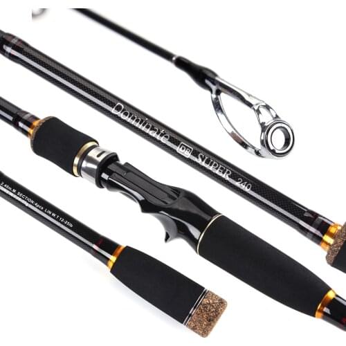 TOMA Carbon Spinning Fishing Rod Casting Travel Rod 2.1m 2.4m 2.7m 3.0m 4 Section M Power 10-25g Fast Action sensitive tip