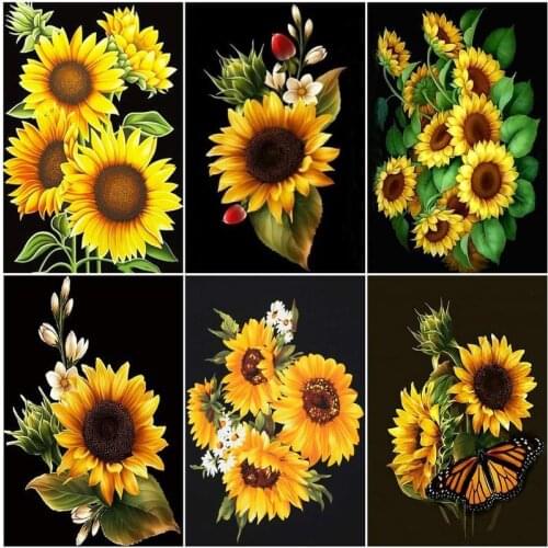 GATYZTORY 40x50cm Pictures By Numbers Sunflower Flowers Acrylic Drawing Canvas Painting For Adult Wall Art DIY Home Decoration