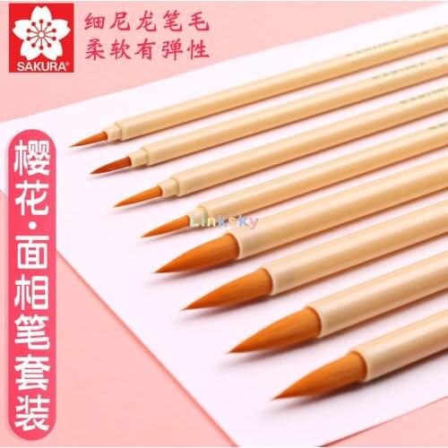 Sakura Face Brush,Watercolor Brush, Detail brush,Round Pointed Tip Nylon Hair Artist for Acrylic Watercolor Oil & Body Painting