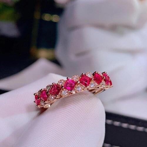 H912 Spinel Ring Fine Jewelry Real 18K Gold AU750 Natural Spinel Gemstones 2.0ct Diamonds Female Anniversary Gift Fine Rings