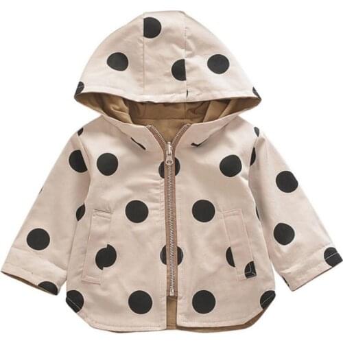 Baby Boys Girls Autumn Coats Kids Toddler Jackets Hooded Cute Dot Print Jacket Children Outerwear With Pocket Toddler Clothes