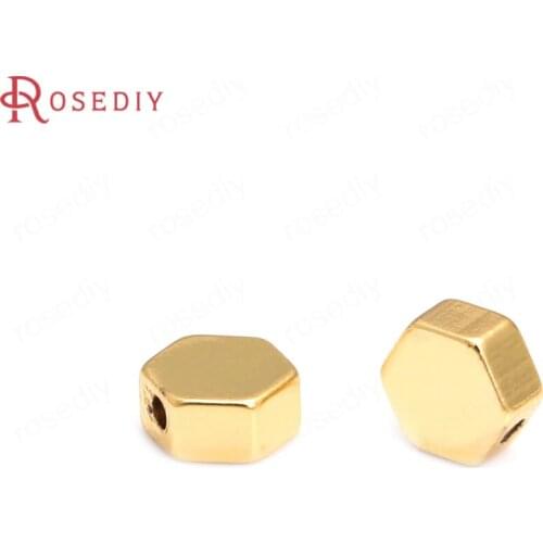 20PCS 5MM 24K Champagne Gold Color Plated Brass Hexagon Spacer Beads Bracelet Beads High Quality Diy Jewelry Accessories