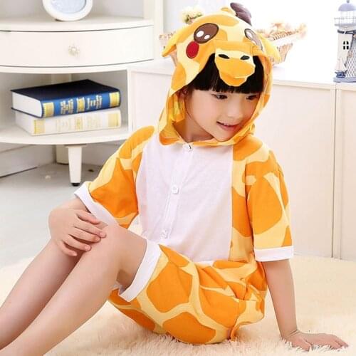Summer Animal Anime Giraffe Cosplay Costume Cotton Pajamas halloween Unisex Boy Girl Children Pyjama Onesie Kids Pijama Hoodie