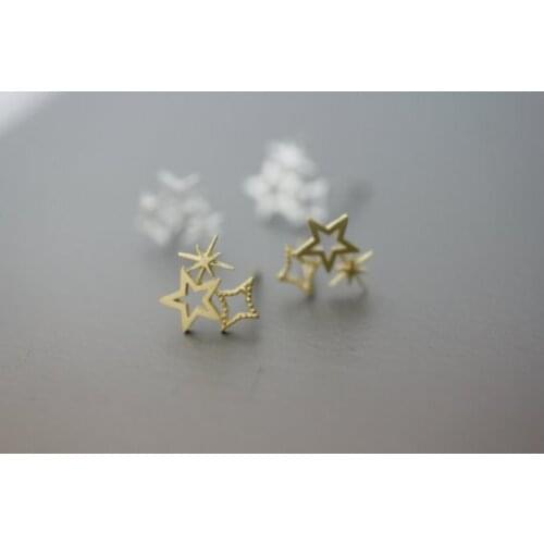 Fashion Star studs earrings Cute Three styles of star design combined earrings Suitable for Women