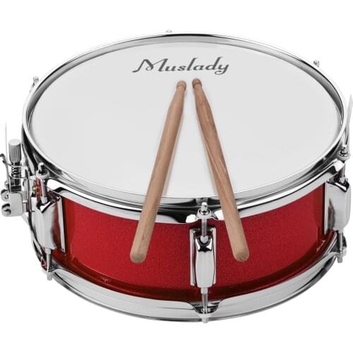 Muslady 12inch Snare Drum Head Percussion Drum with Drumsticks Shoulder Strap Drum Key for Student beginner poplar drum shell